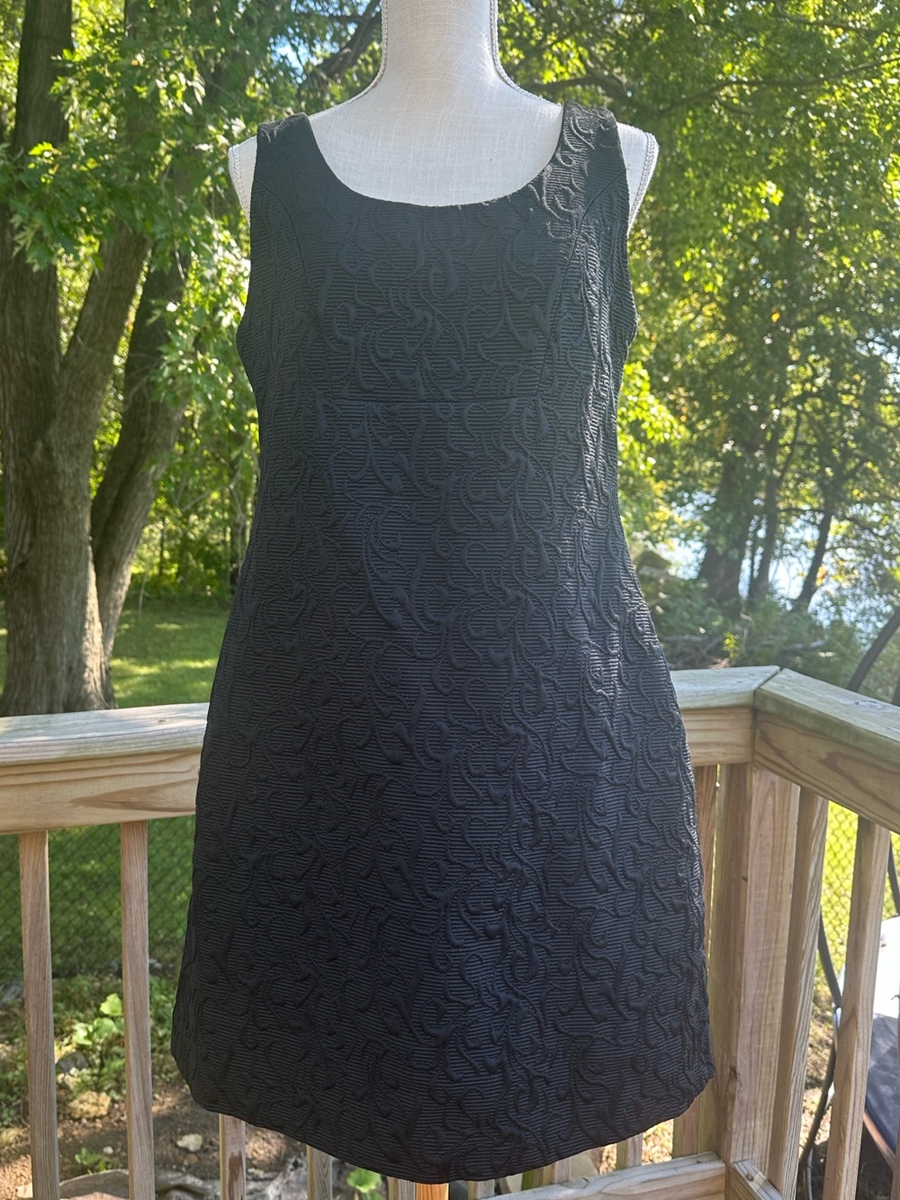 Nanette Lepore Black Floral Jacquard Sleeveless A-Line Dress Size 12